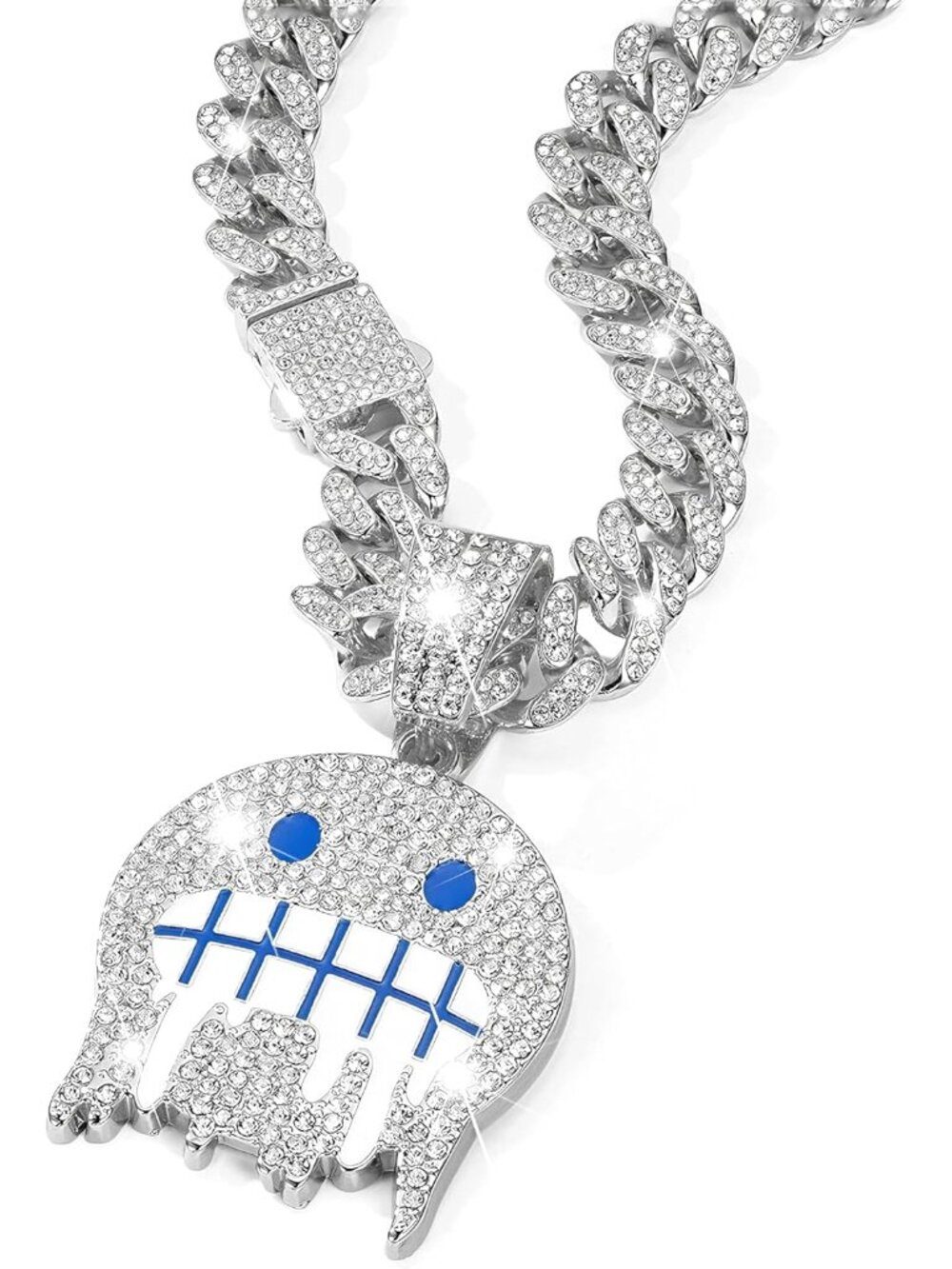 Miami Mens Cuban Link Chain Silver Gold Plated Bling Cuban Necklace Diamond Chai
